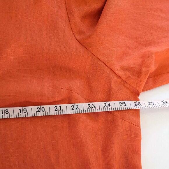 Ashley Stewart Orange Linen Rayon Button Front Size 20 Long Sleeve Shirt - Picture 5 of 6